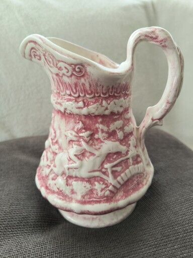 The American Revolutionary Pattern/Witches Pursuit Rare Ceramic Pitcher Old