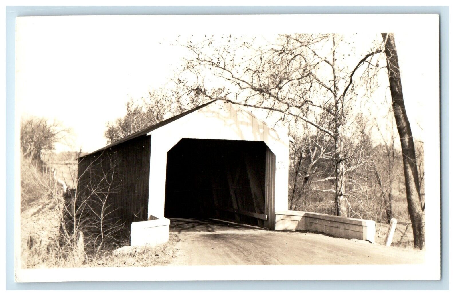 c1940\'s Attica Indiana IN, Pine Creek Covered Bridge RPPC Photo Vintage Postcard