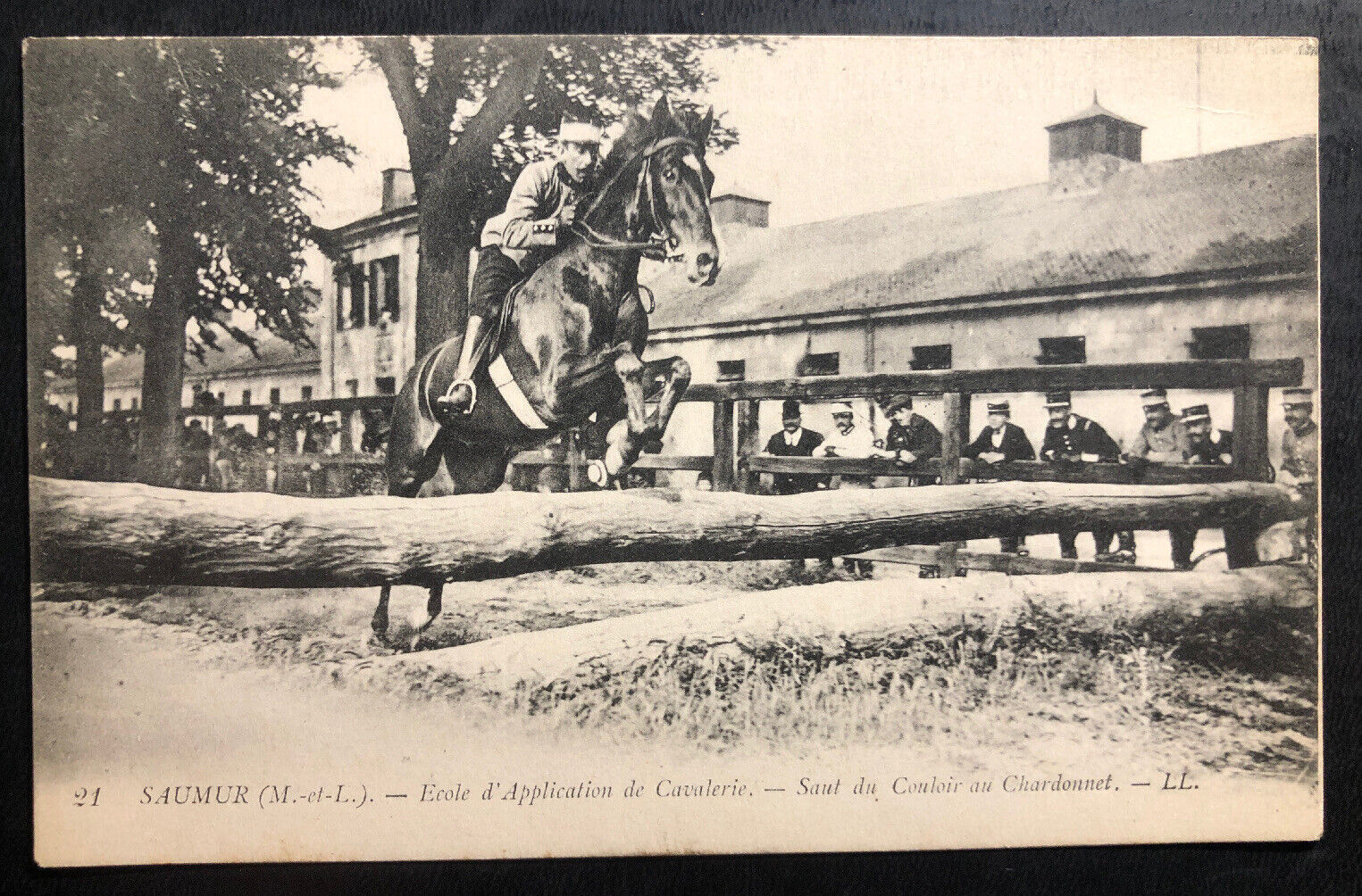 Mint France RPPC Real picture Postcard Saumur Cavalry School Horse Jump