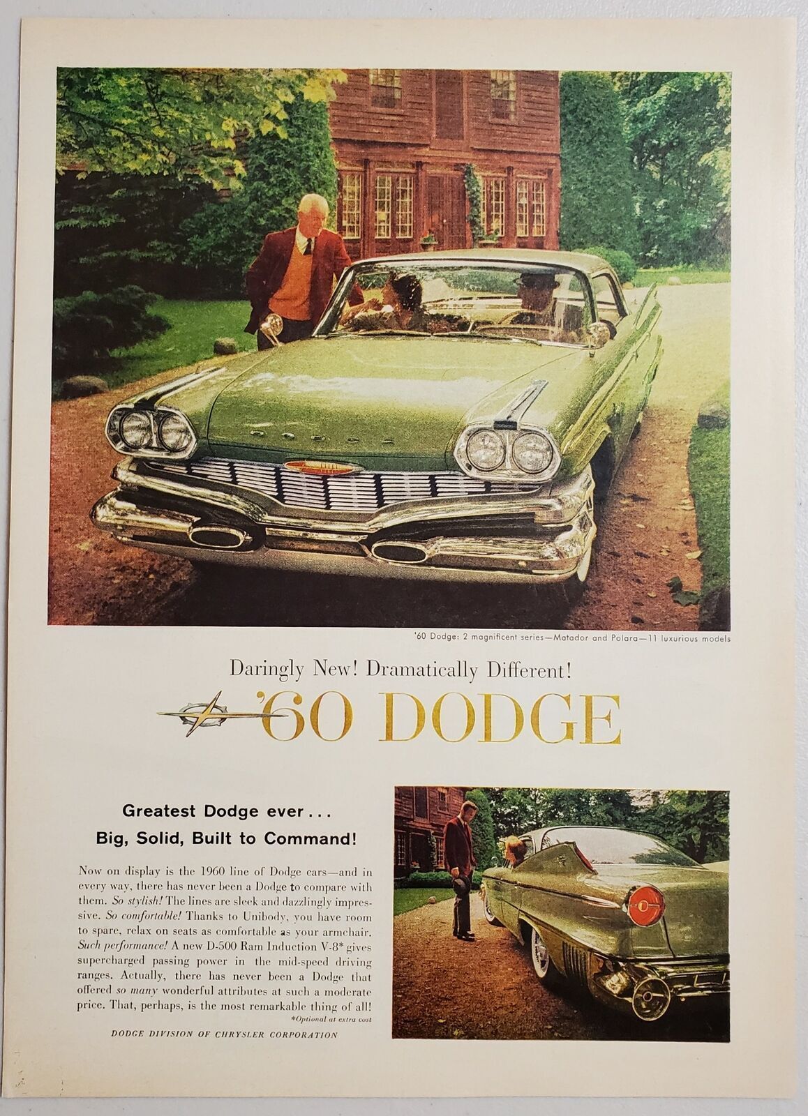 1959 Print Ad The 1960 Dodge Matador & Polara Built to Command