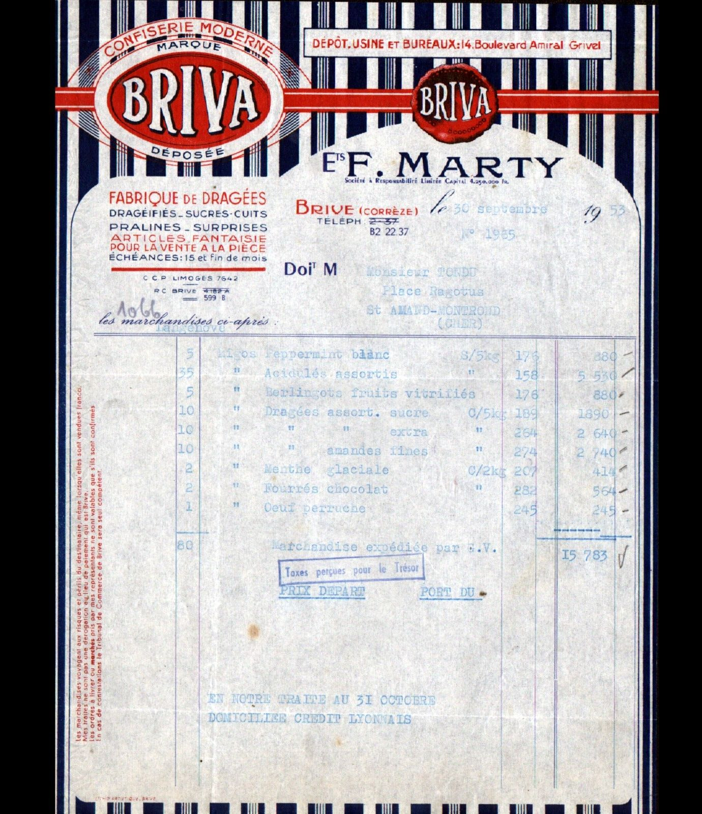 BRIVE (19) FACTORY CONFECTIONERY / DRAGEES Briva \