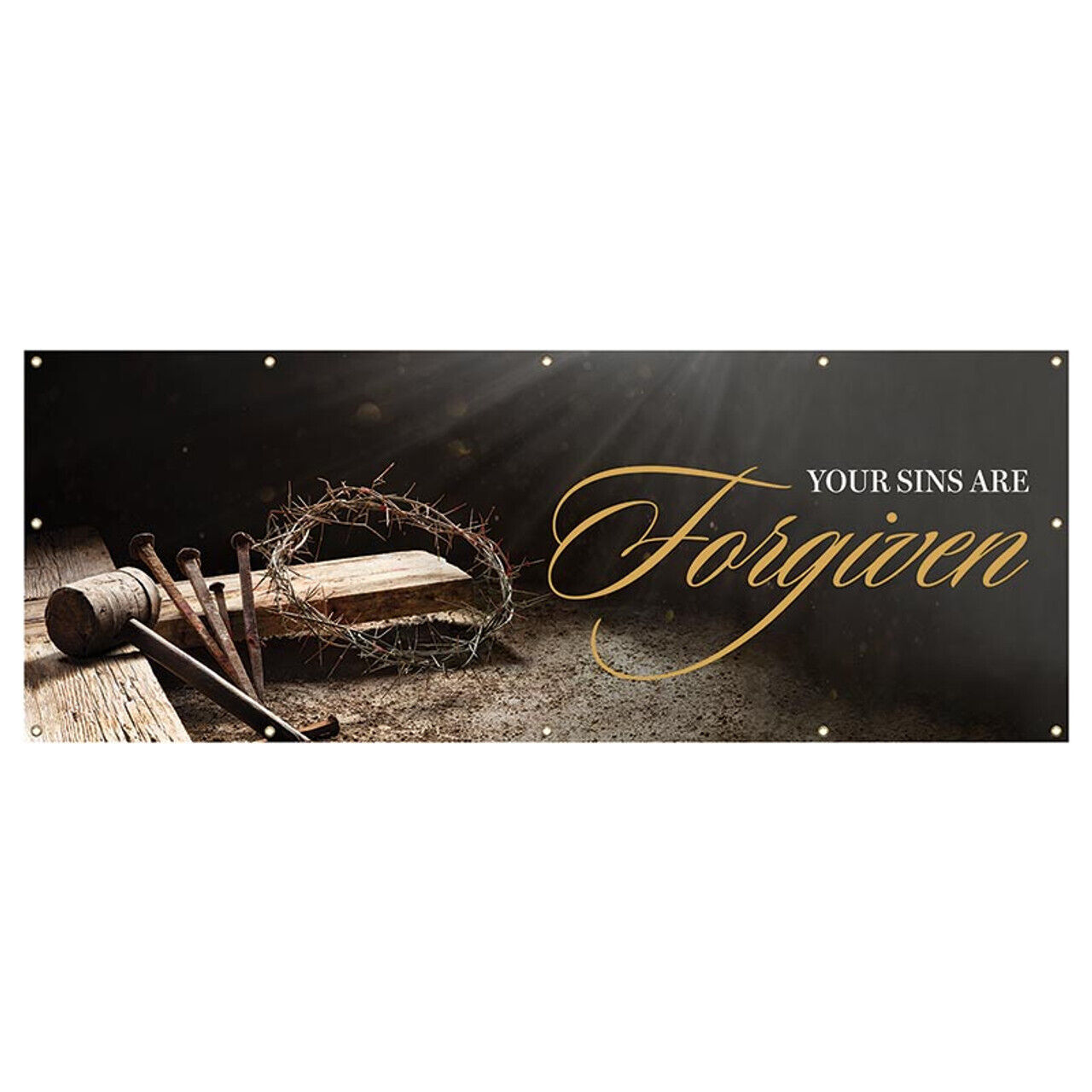 Inspirational Christian Church Outdoor Banners 8ft x 3ft Your Sins Are Forgiven