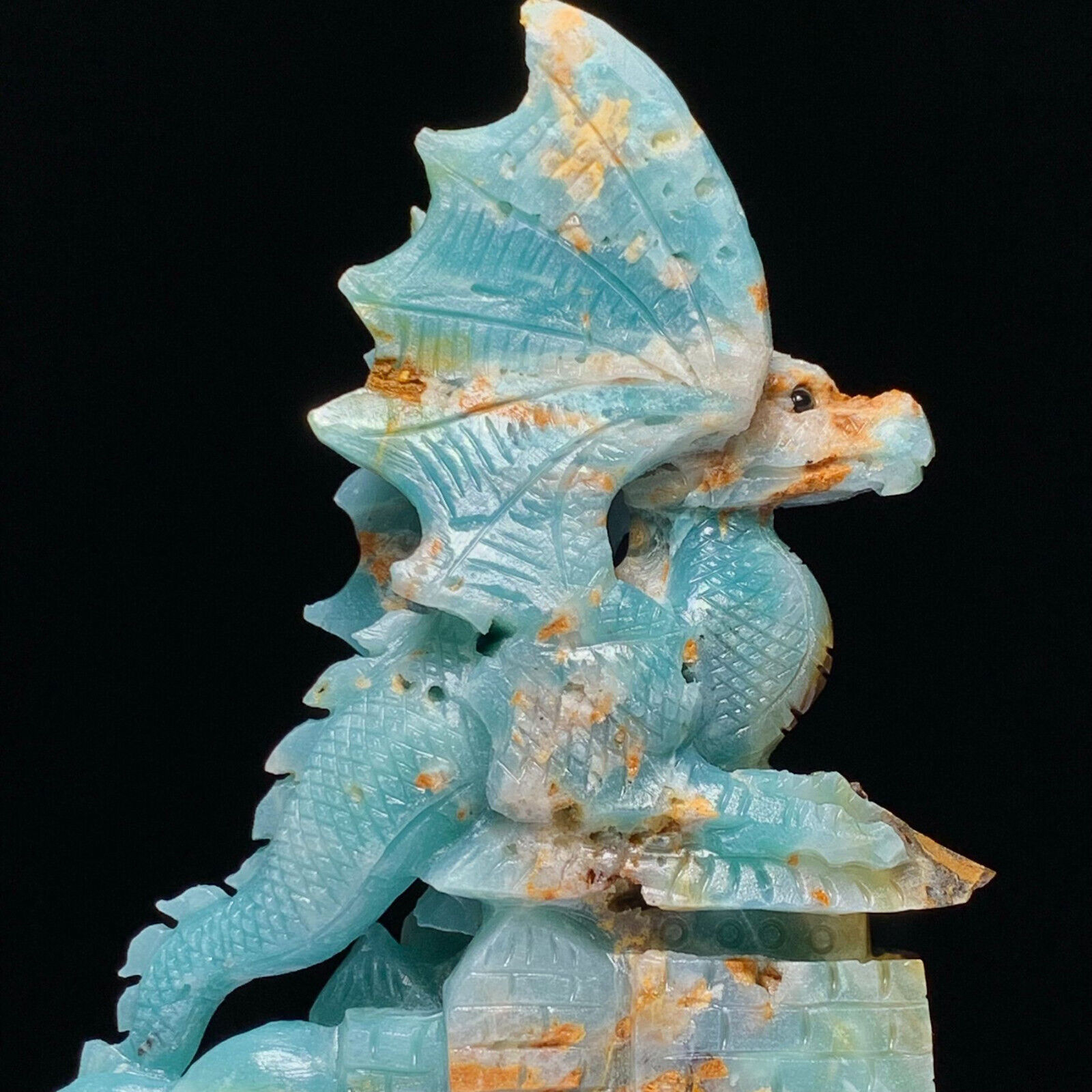 Rare Natural Crystal .Quartz Mineral Specimen, Hand-Carved Dragon, Stone Statue.