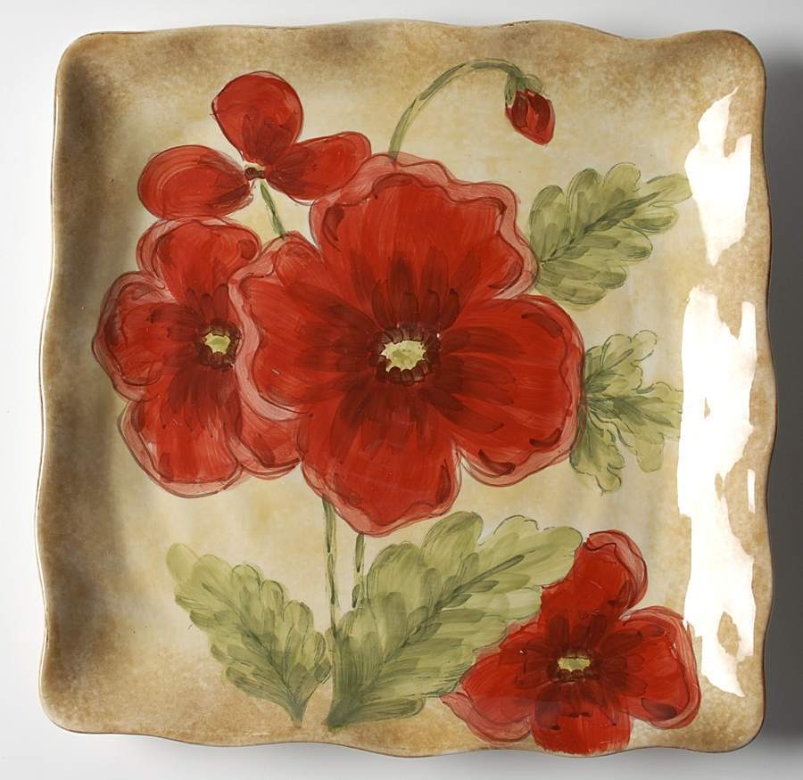 Maxcera Corp Poppies Square Dinner Plate 7755296