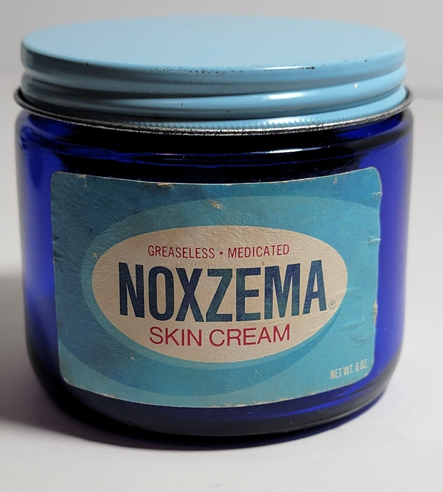 Vintage Noxzema Glass Jar with Lid Cobalt Blue RARE 6 Oz Small Empty