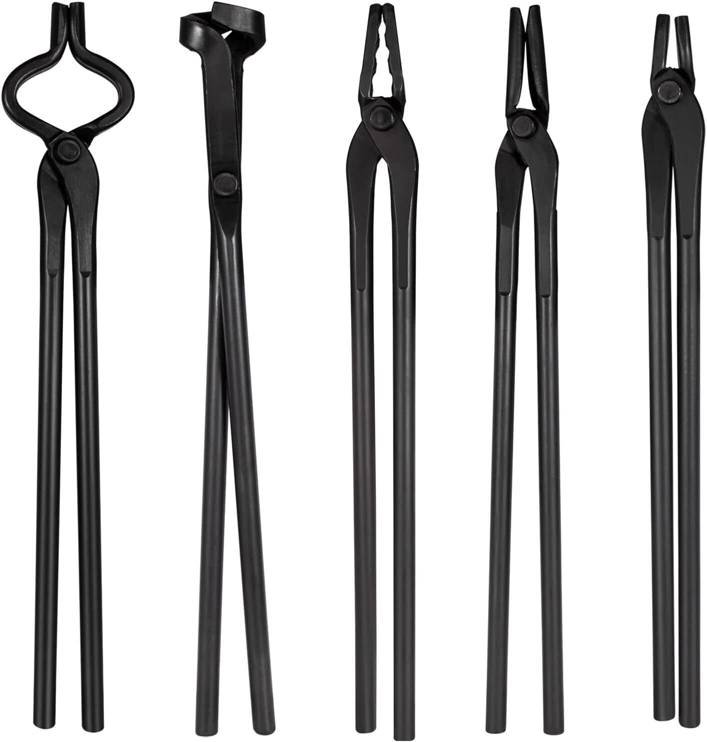 Blacksmith Tongs Tools Set For Knife Making Flat Square Bolt Blade Wolf Jaw tong