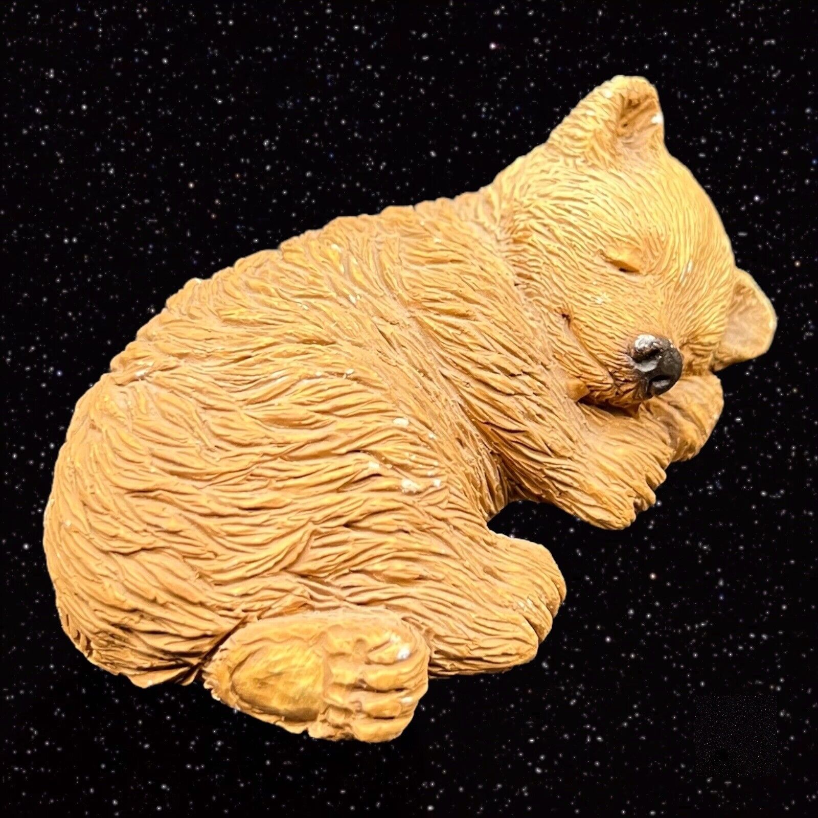 SANDICAST Sleeping Brown Bear Cub Figurine Laying Down Made in USA 2.75”W 1”T