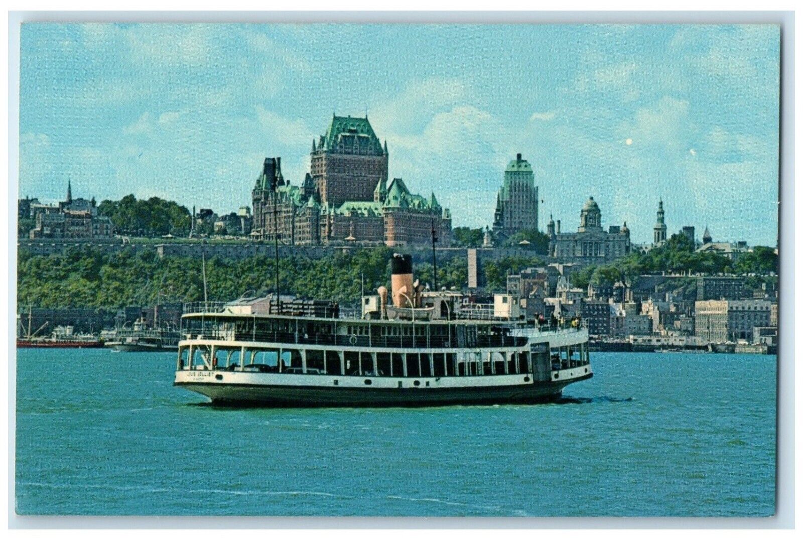 c1960\'s Passenger Car Ferries on St. Lawrence River Quebec City Canada Postcard