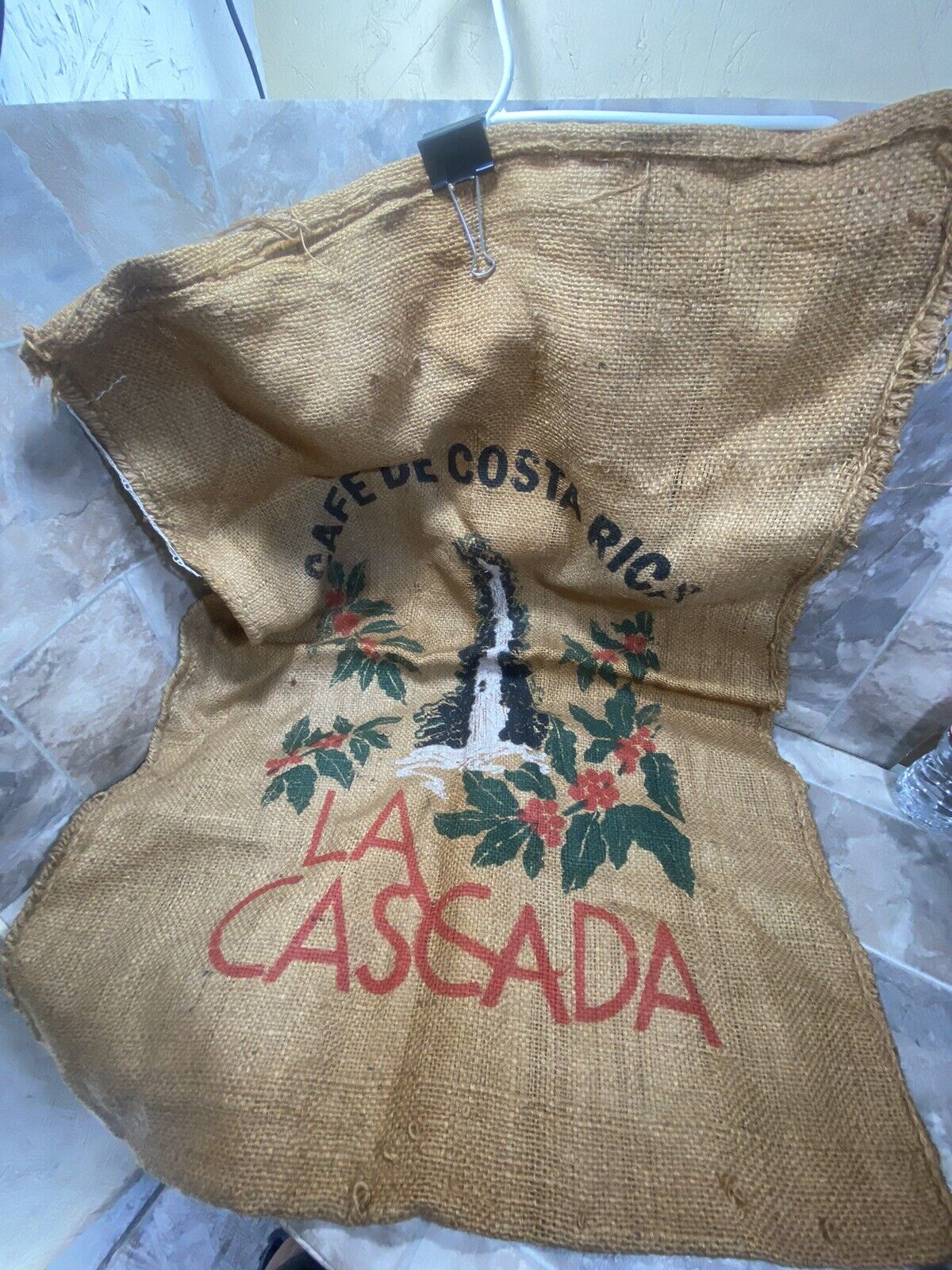 Vintage Cafe De Costa Rica Burlap Sack, 40”x28” Preowned Good