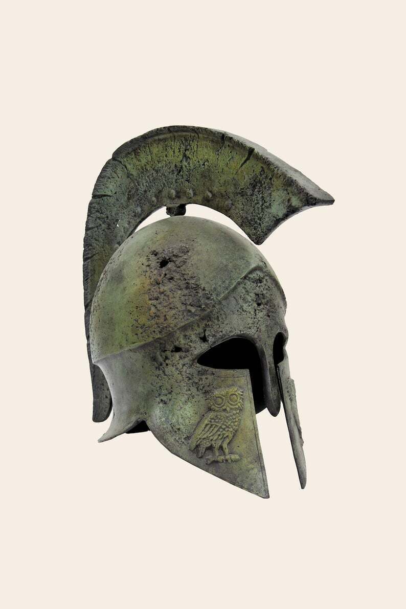 Handmade Greek Spartan Battered Athenian Warrior Helmet