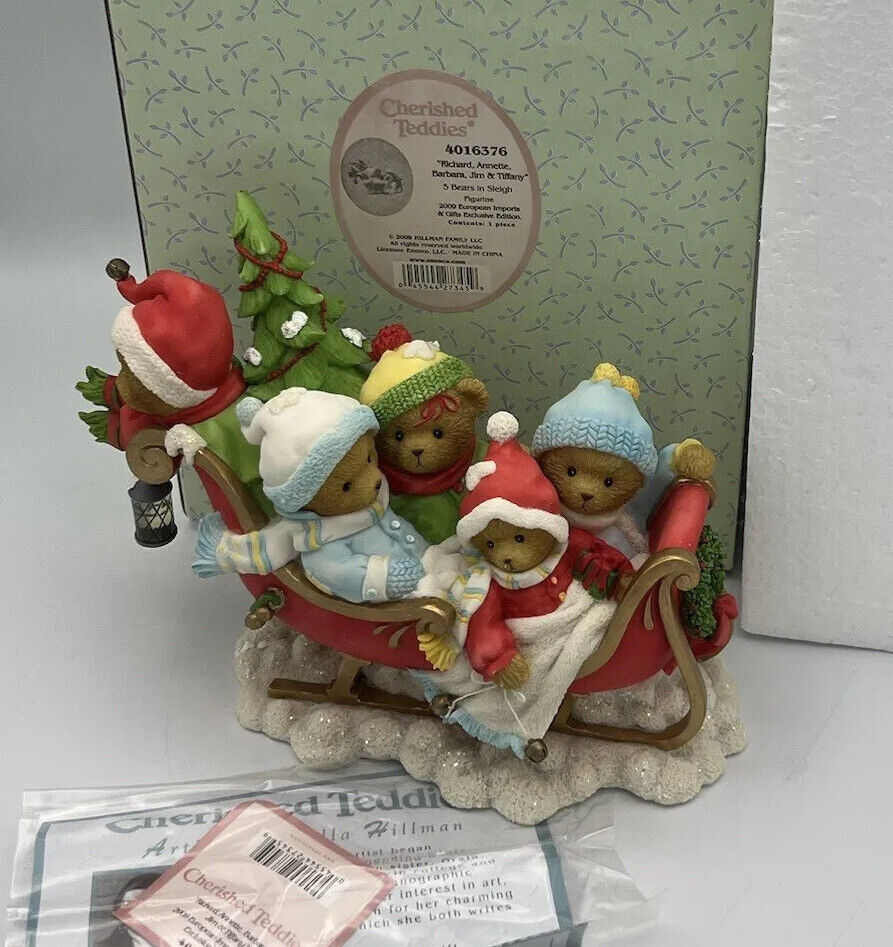 Cherished Teddies 4016376 5 Bears In A Sleigh Holiday Figurine Richard Annette