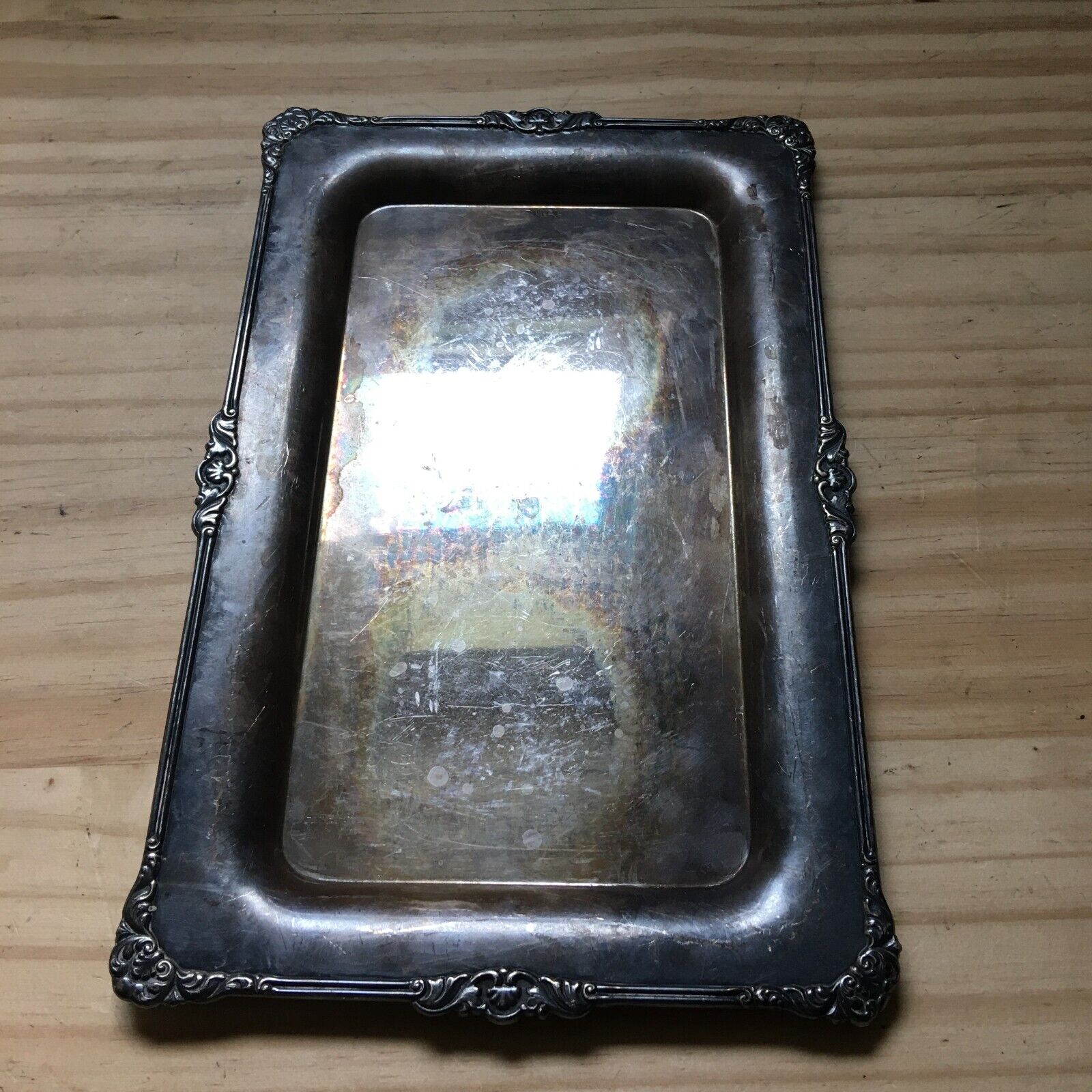 Vintage / Antique 1920s Silver Plate Rectangle Coffee Set Serving Tray 10.5\