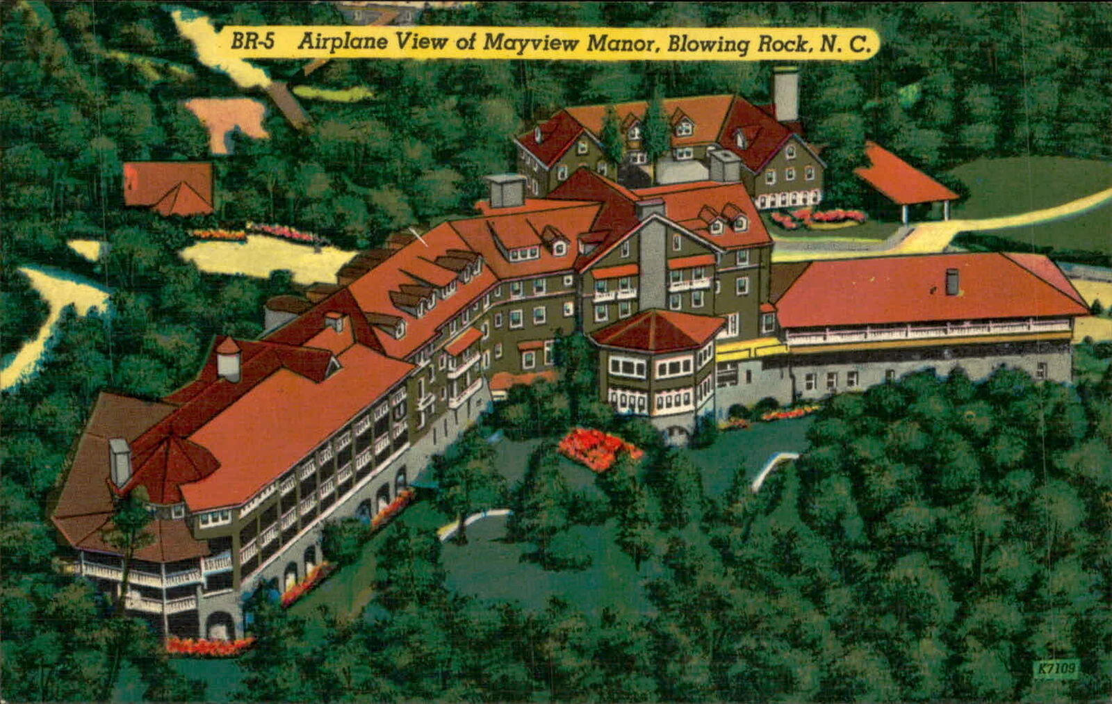 Postcard: BR-5 Airplane View of Mayview Manor, Blowing Rock, N. C. BUL