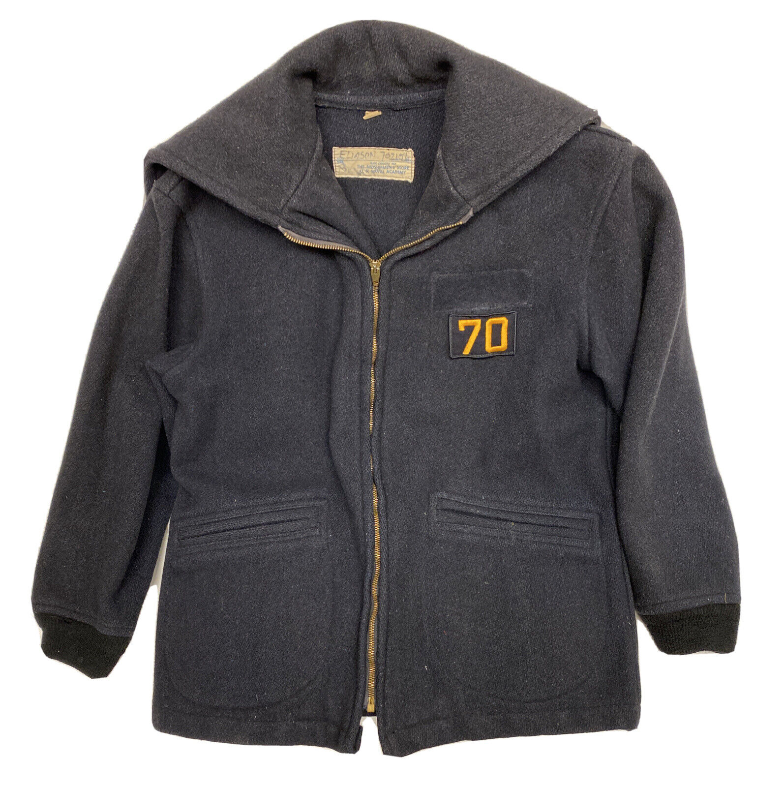 1970 Midshipman US Naval Academy USNA Wool Jacket men’s Size Medium Zip Hood