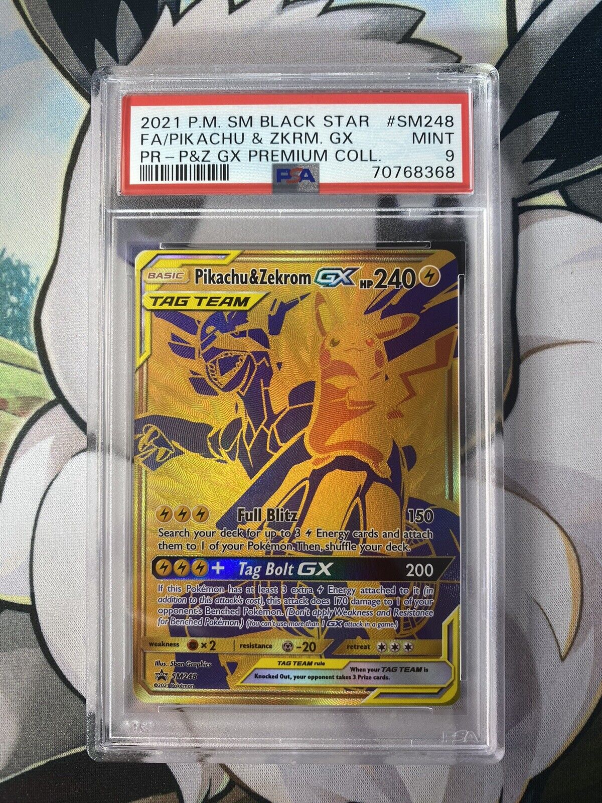 Pokemon Cards - PIKACHU & ZEKROM GX  SM248 - PSA 9- PREMIUM COLLECTION  BOX