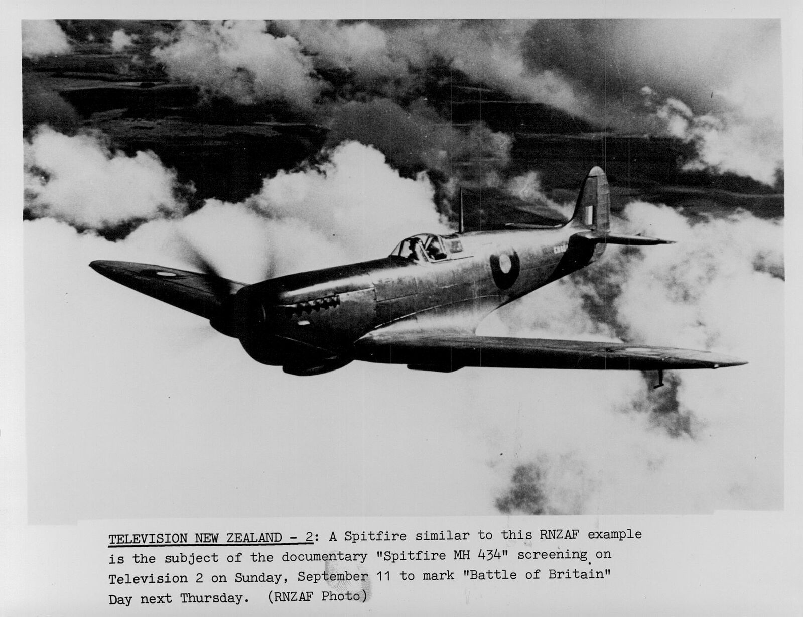Spitfire MH 434 Aircraft in Flight Press Photo