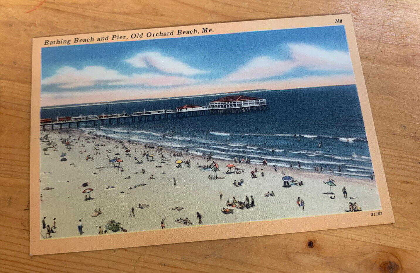 Bathing Beach and Bathers from Pier, Old Orchard Beach, Maine