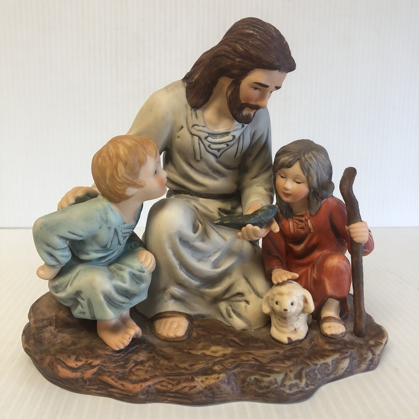 JESUS with CHILDREN.  Vintage 1983.  Homco Masterpiece Porcelain “THE FISHERMAN”