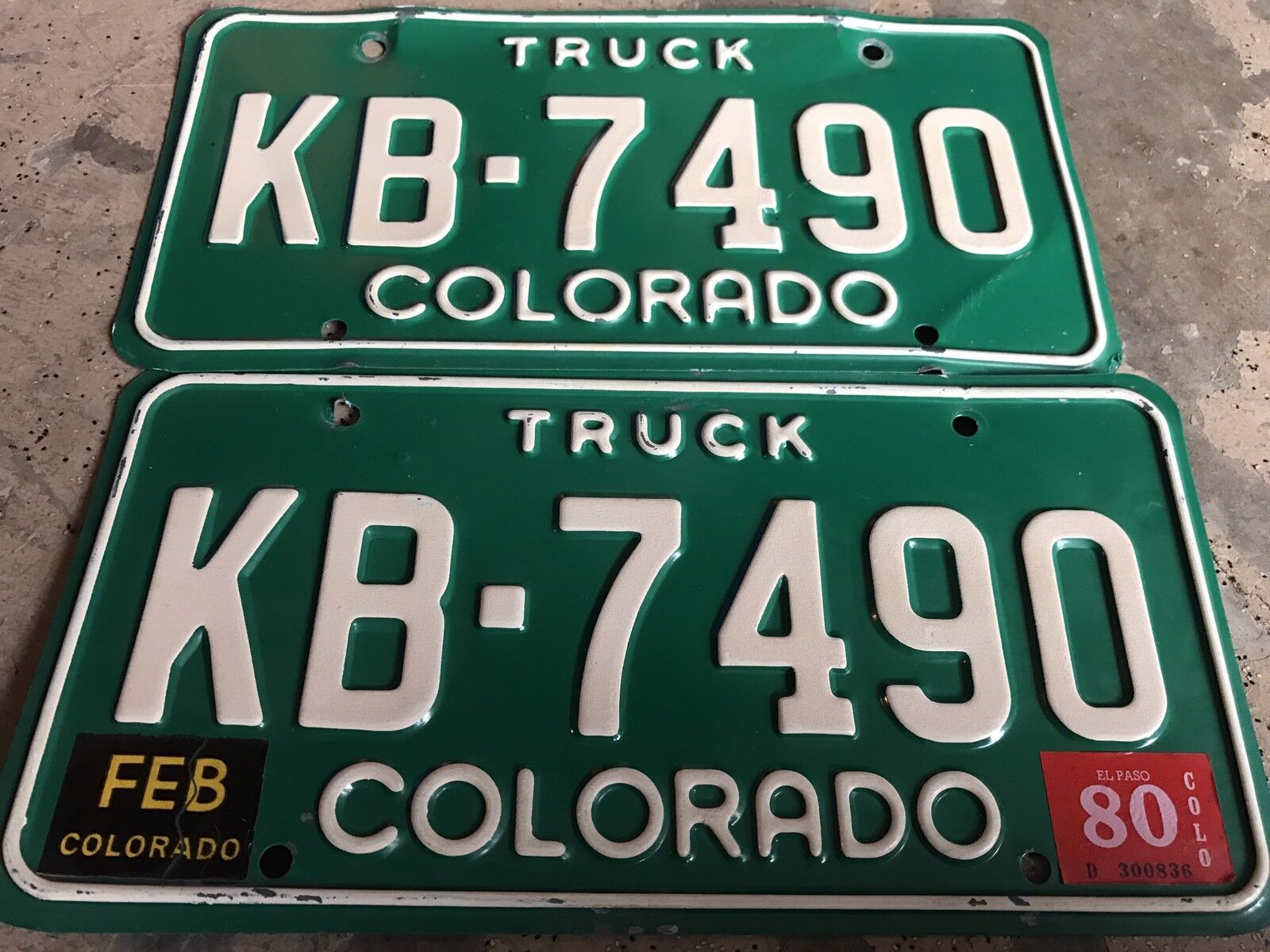 1980 Colorado Truck License Plates KB 7490