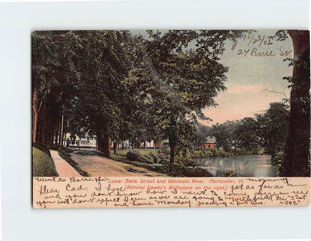 Postcard Lower State Street & Winooski River Montpelier Vermont USA