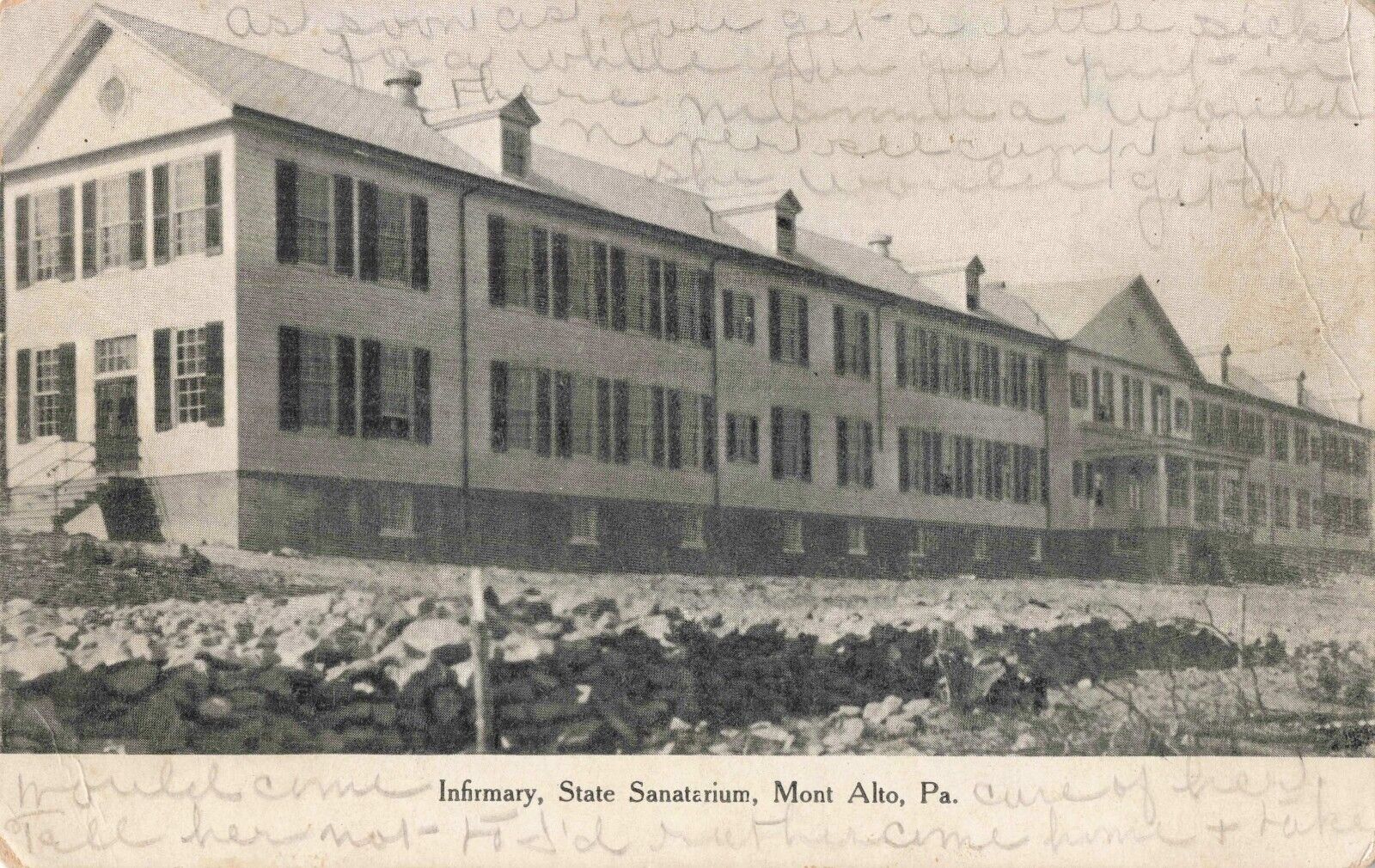 Infirmary State Sanatarium Mont Alto Pennsylvania Morbid Message c1910 Postcard