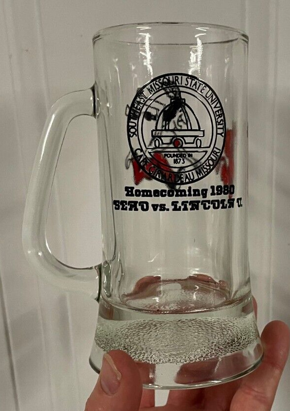 Southeast MO State University Homecoming Glass Mug 1980 SEMO VS Lincoln Rare
