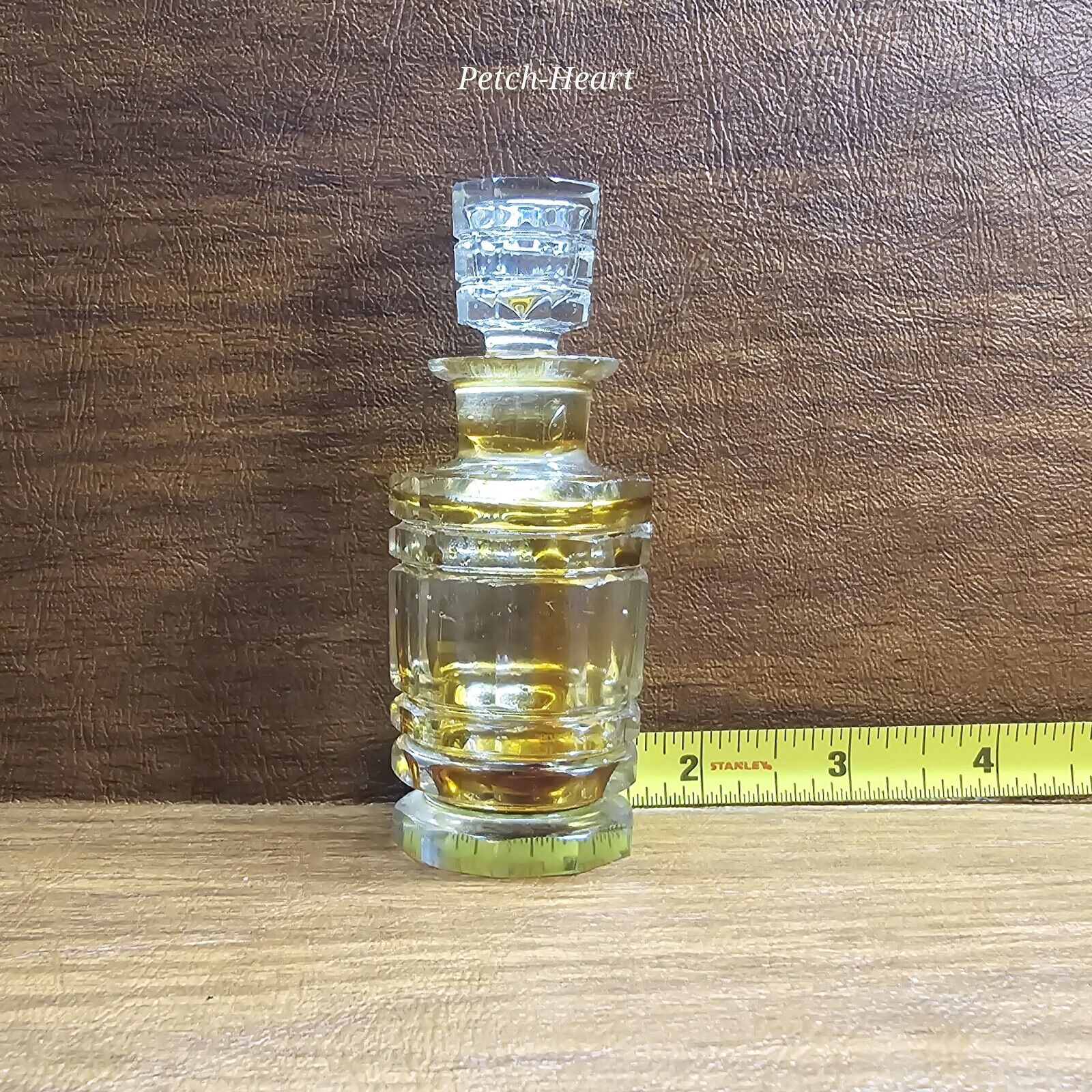 Rare Vintage Unique Shape Fine Cut Glass Victorian Glass Perfume Bottle