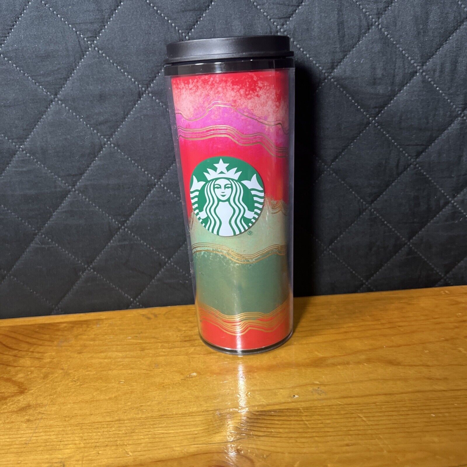 Starbucks Happy Holidays Travel Tumbler Limited Edition 16 oz. Red Green