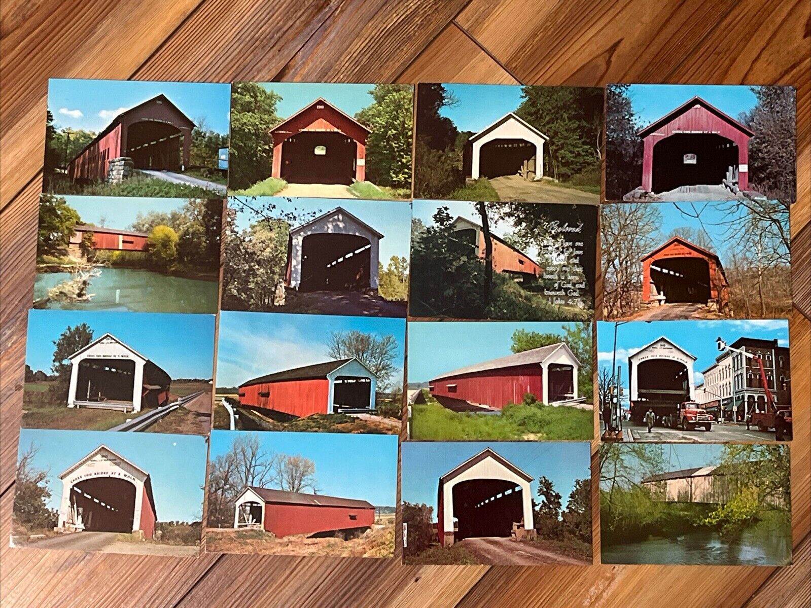 Vintage Lot Of 16 Parke County Indiana Covered Bridge Postcards