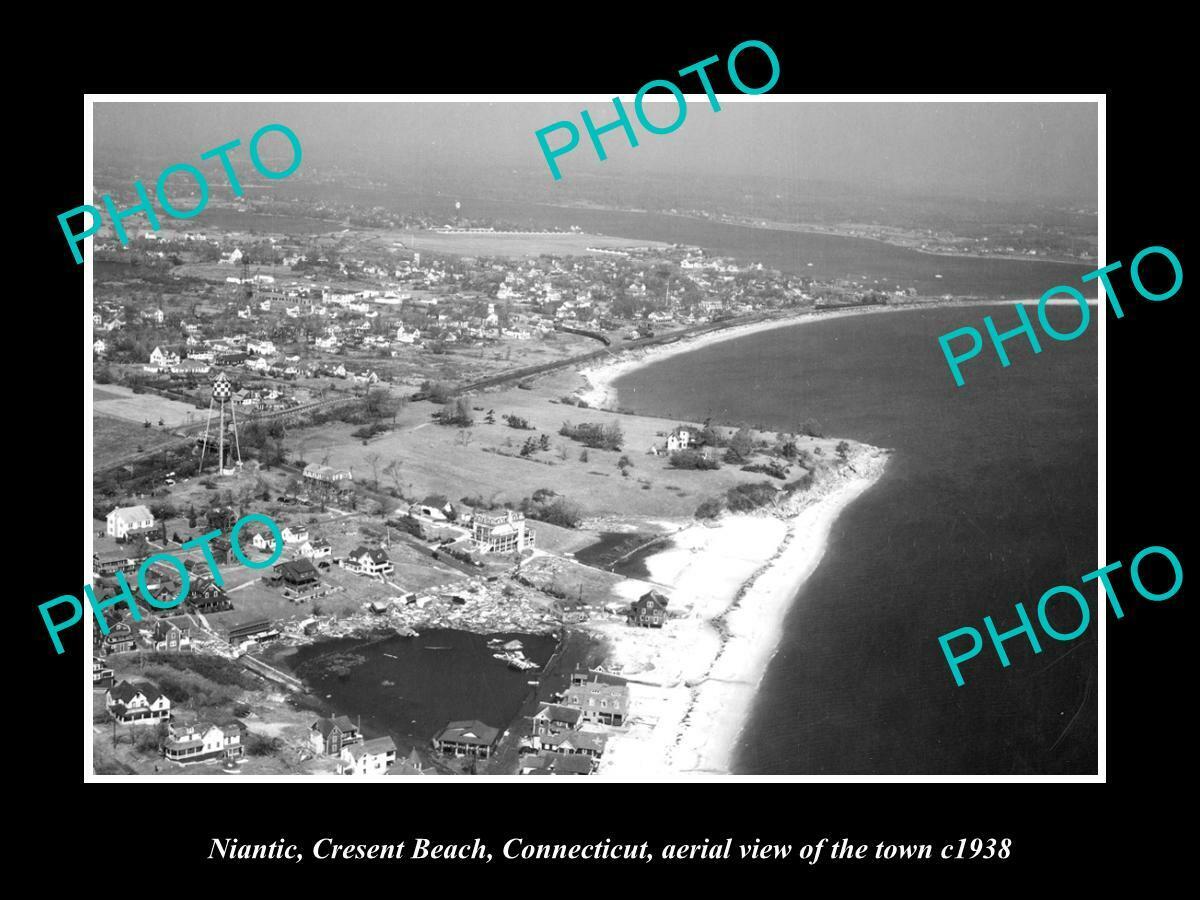 OLD 8x6 HISTORIC PHOTO OF NIANTIC CONNECTICUT AERIAL VIEW CRESENT BEACH c1938