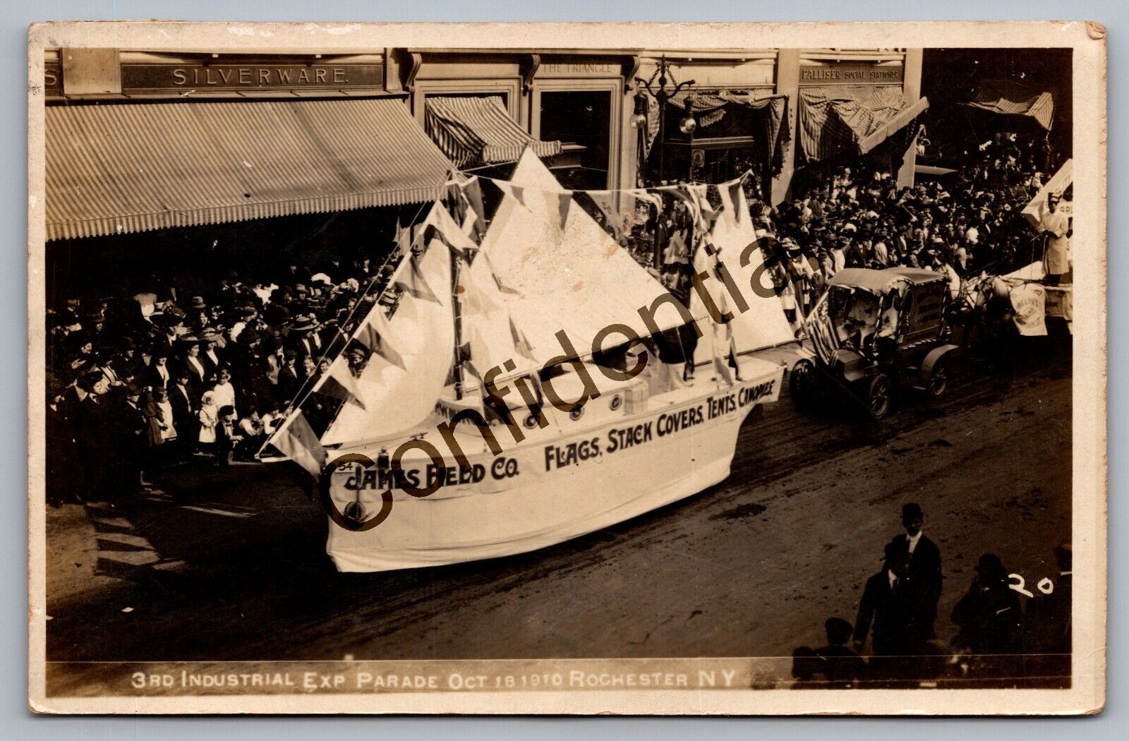 Real Photo Rochester New York Industrial Parade Float Boat Flags RP RPPC D20