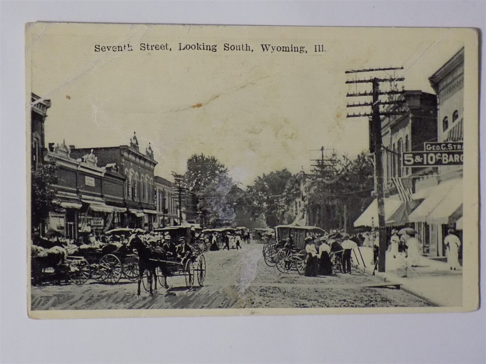 Wyoming, Illinois IL ~ Seventh Street Looking South 1910s b/w L745