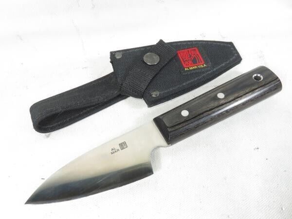 Vintage Al Mar Fixed Blade Knife w/ Leather Sheath Blade length:4.6\