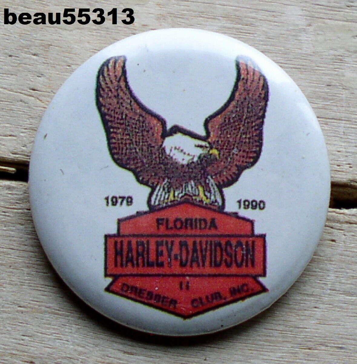 ⭐1979-1990 HARLEY DAVIDSON FLORIDA DRESSER CLUB MEMBER VEST PIN BUTTON