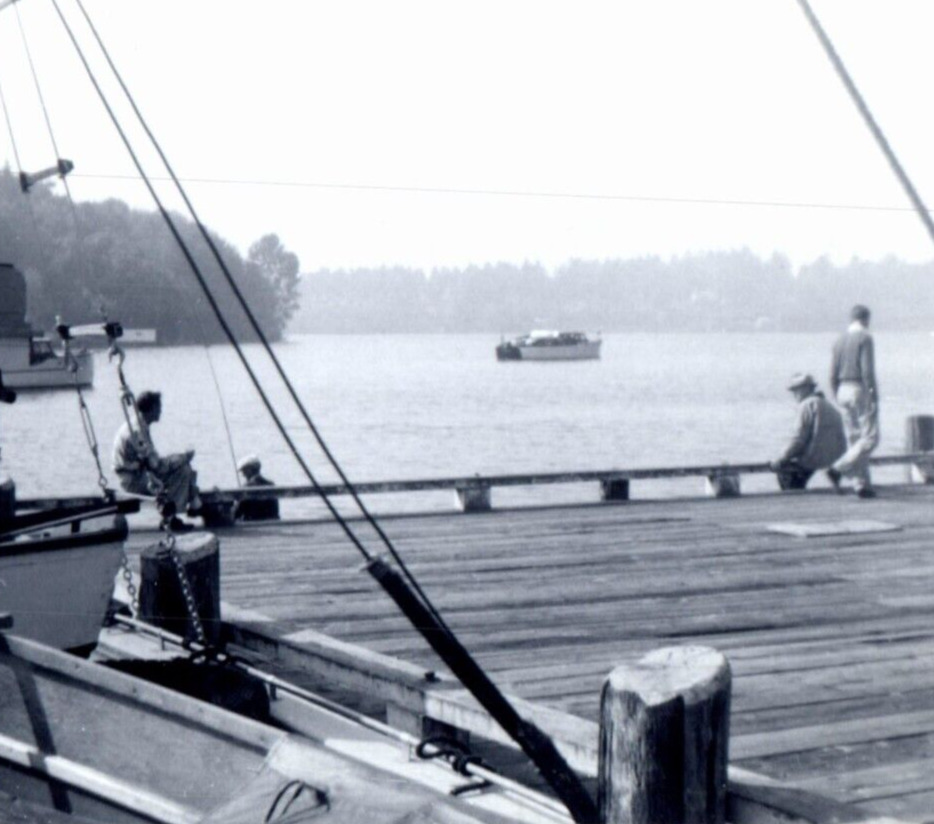 People On Boat Dock Photograph Vintage Photo Antique