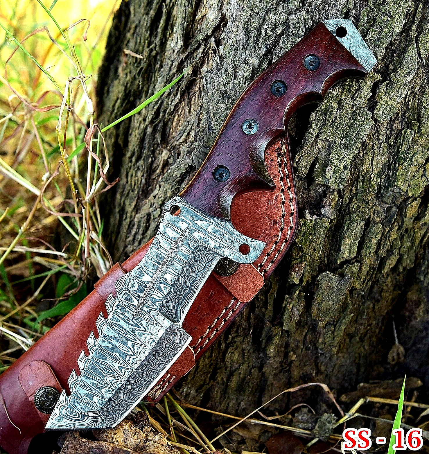 HANDMADE FORGED DAMASCUS STEEL TRACKER HUNTING KNIFE SURVIVAL CAMPING EDC SS-16