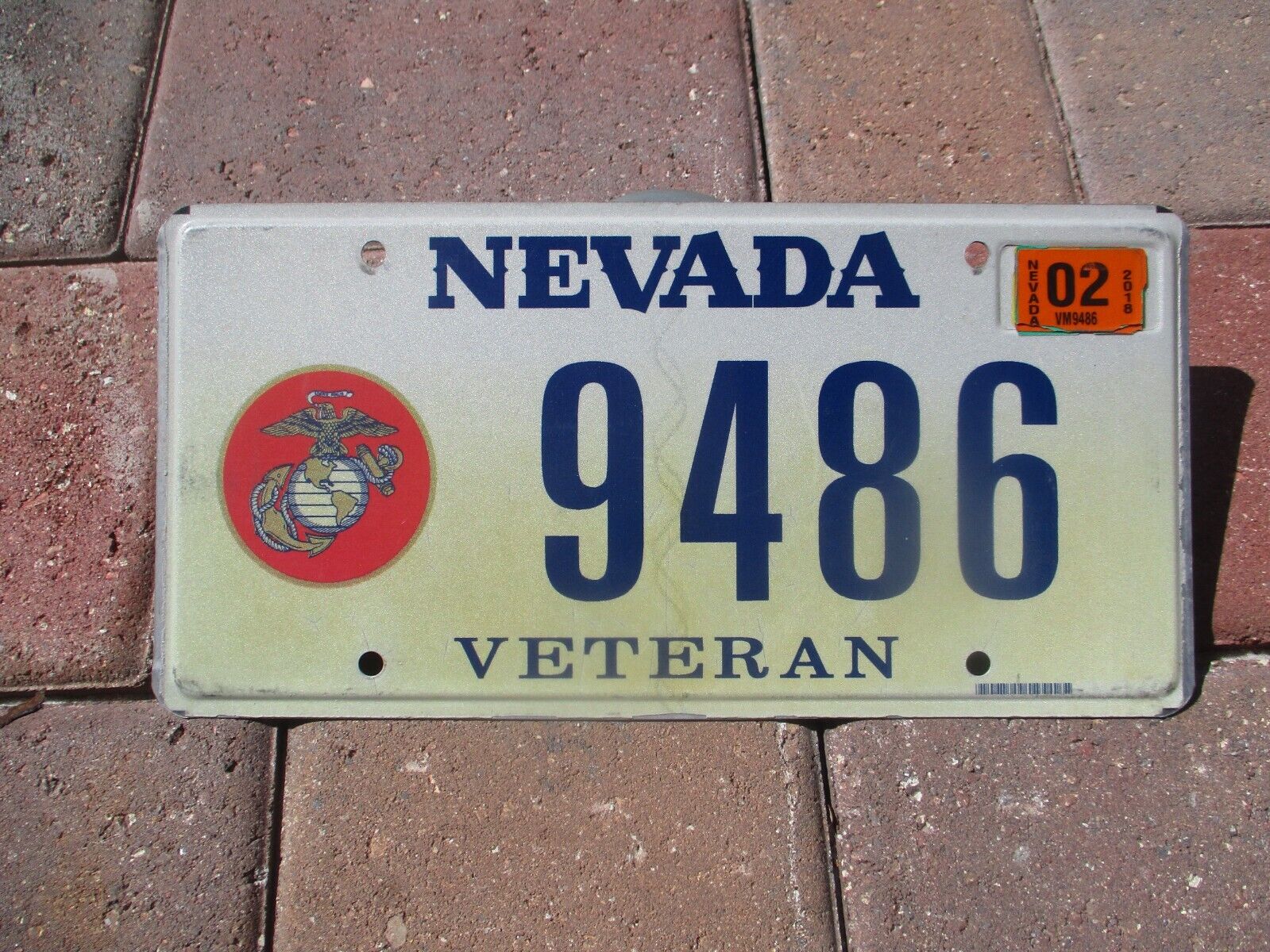 Nevada 2018 Veteran Marine Corps  license plate #  9486