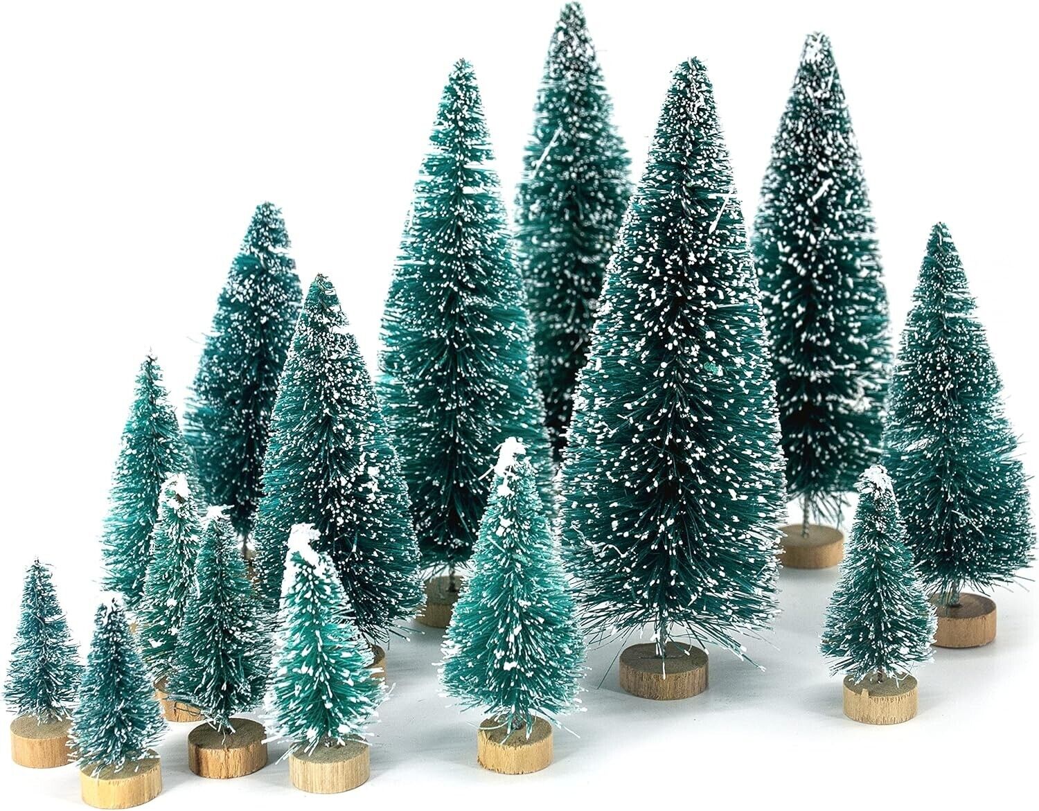 40pcs Mini Sisal Snow Frost Trees, Bottle Brush Trees 5 Sizes Two Colors
