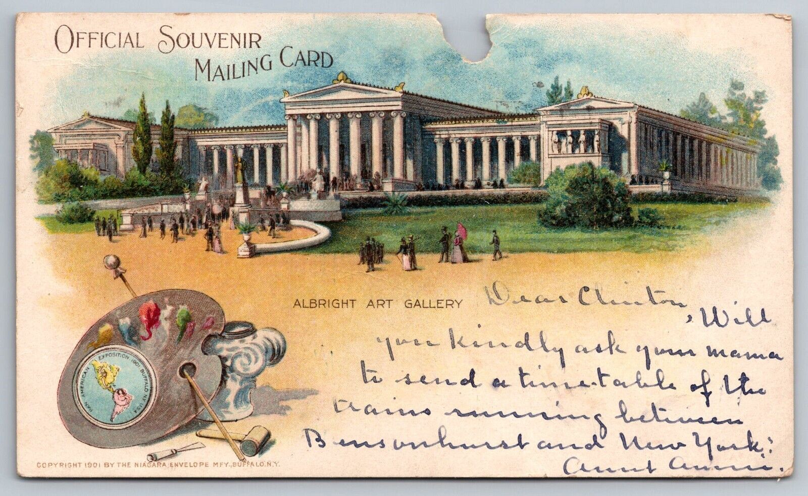 1901 Albright Art Gallery. Private Mailing Card. Vintage Postcard