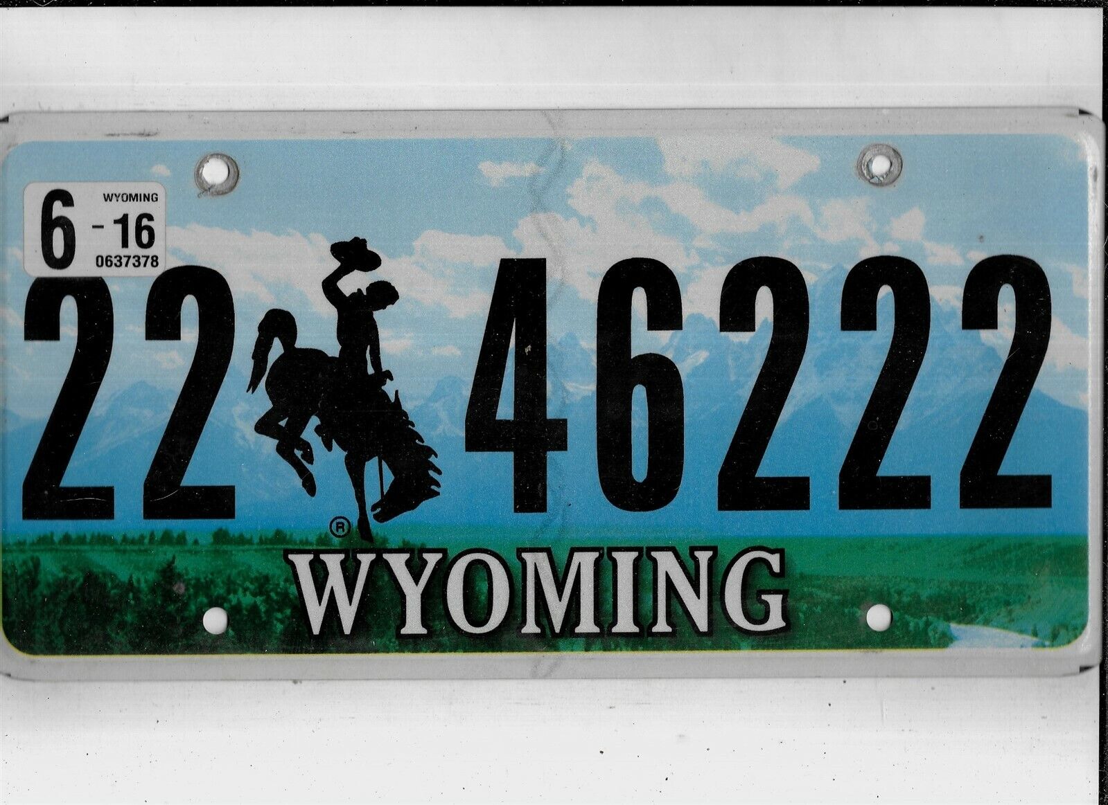 WYOMING passenger 2016 license plate \