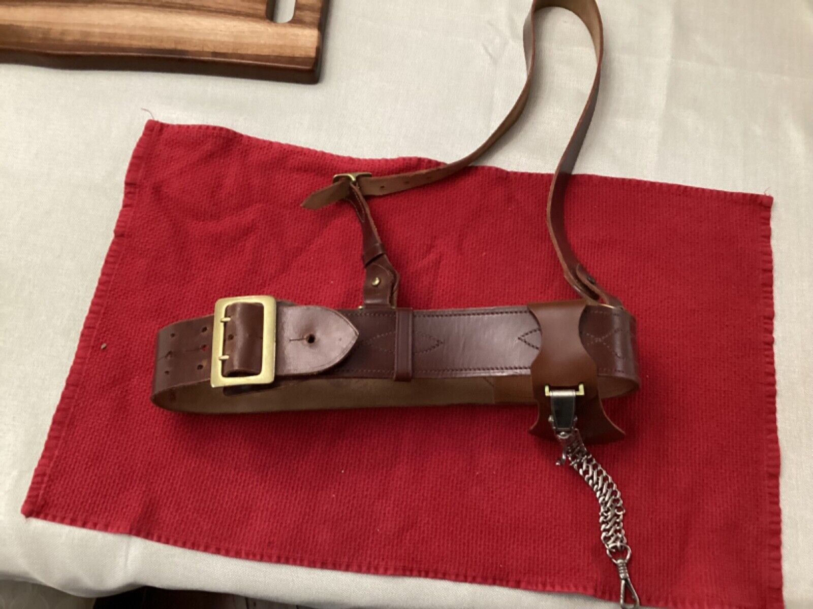 Vintage US Sam Browne Belt with M1902 Sword Hanger Brown Leather