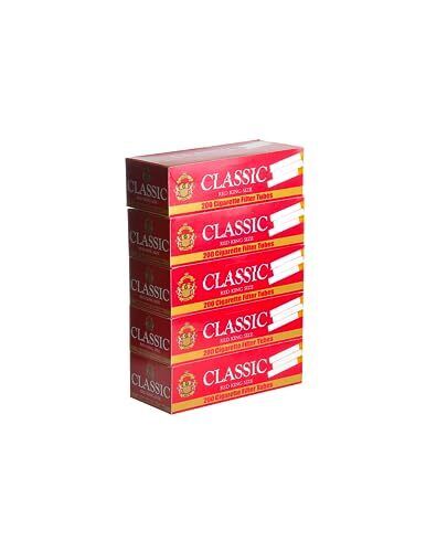 Global Classic Red Regular King Size Cigarette Tubes 200 Count (Pack of 5)