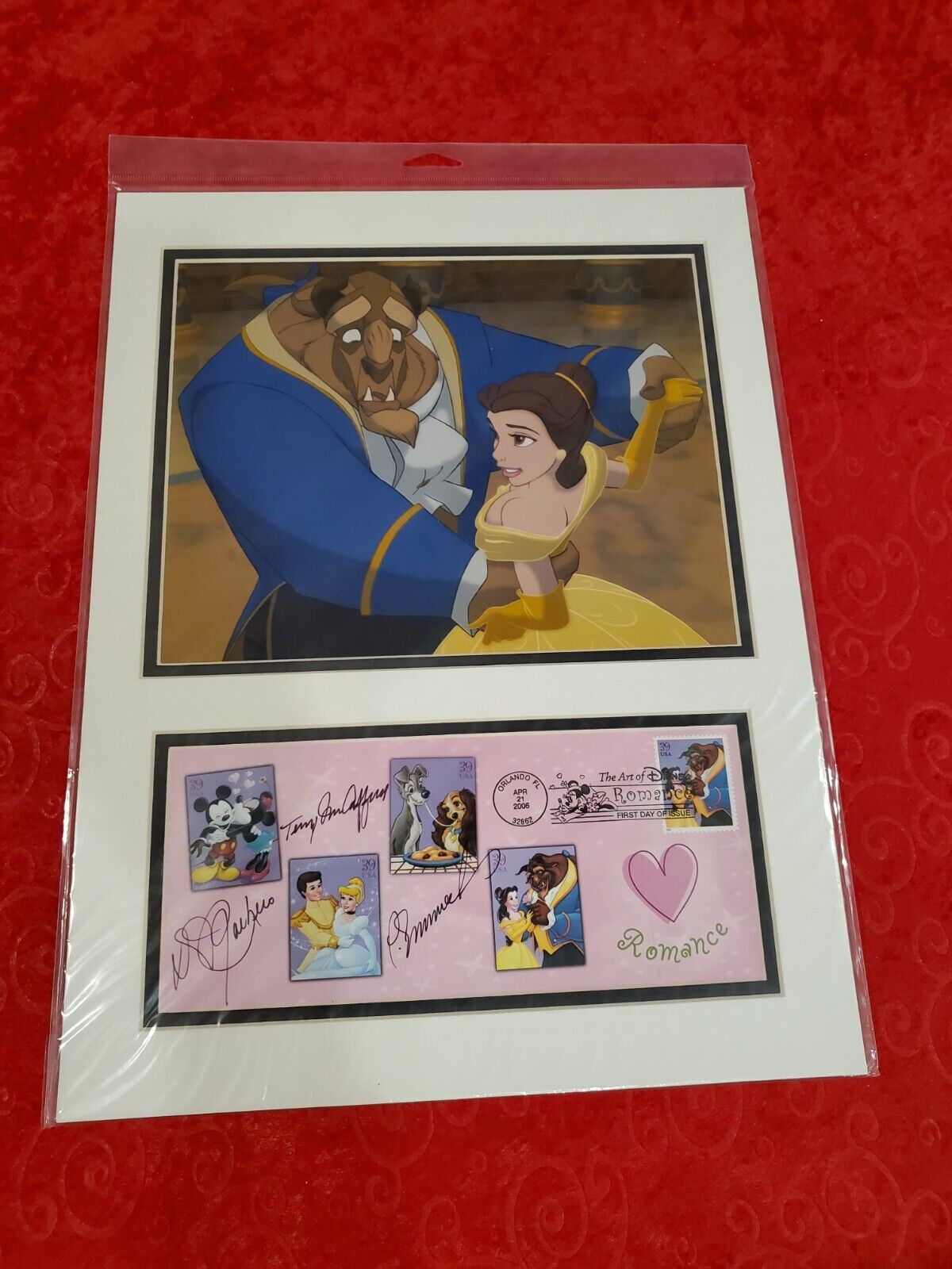 HURRY CLOSING 7pm est Disney USPS Beauty & Beast SIGNED 1st Day Stamps Litho
