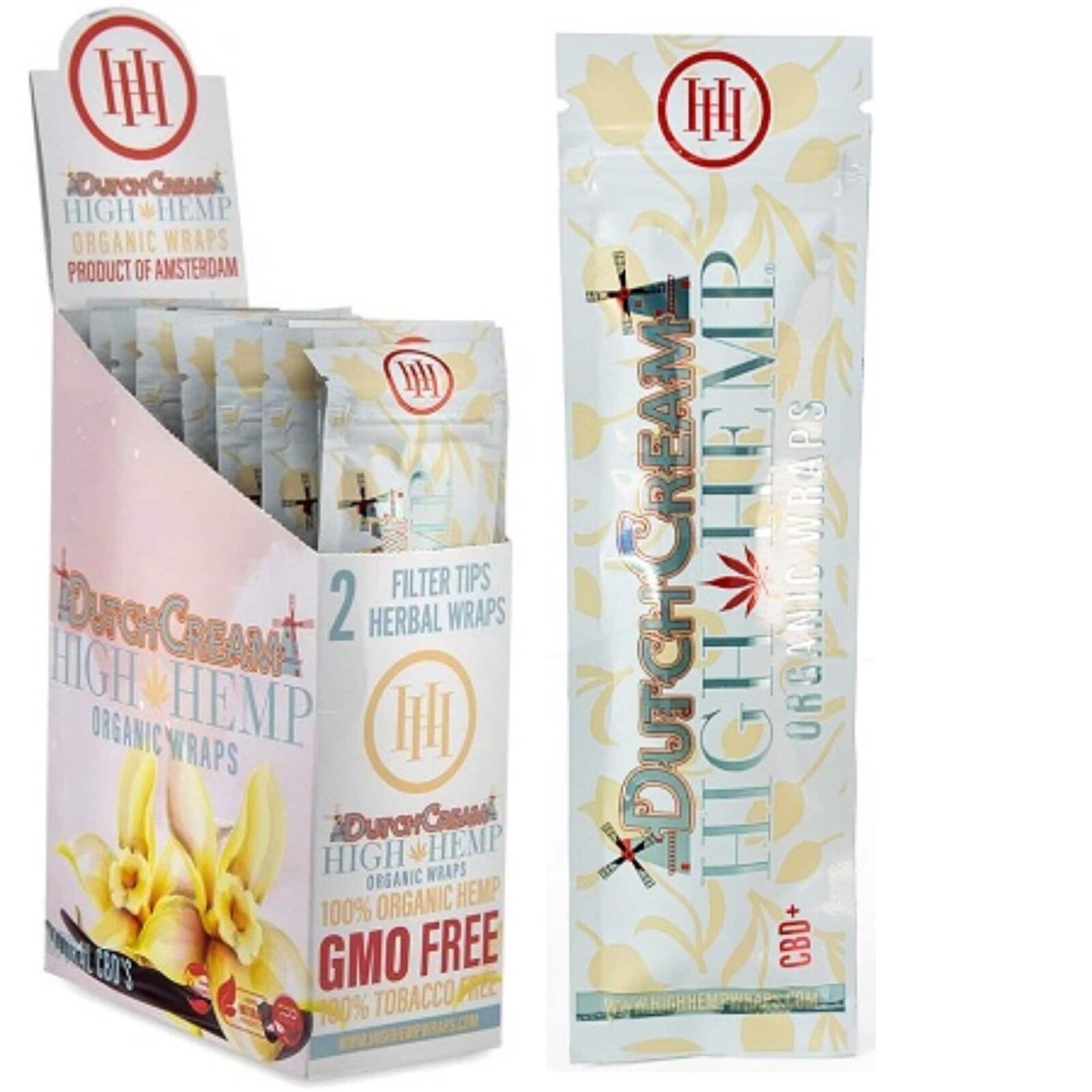 High H. 50 Organic Wrap Rolling Paper Dutch Cream Full Box 25 Pouch of 2 ct