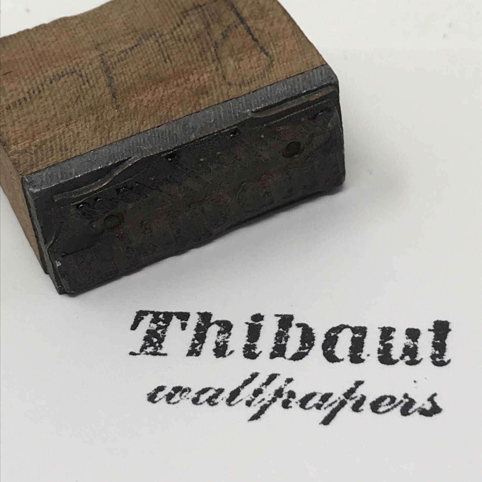 Vintage Rare Thibaut Wallpaper Store Wooden Ink Stamp Logo