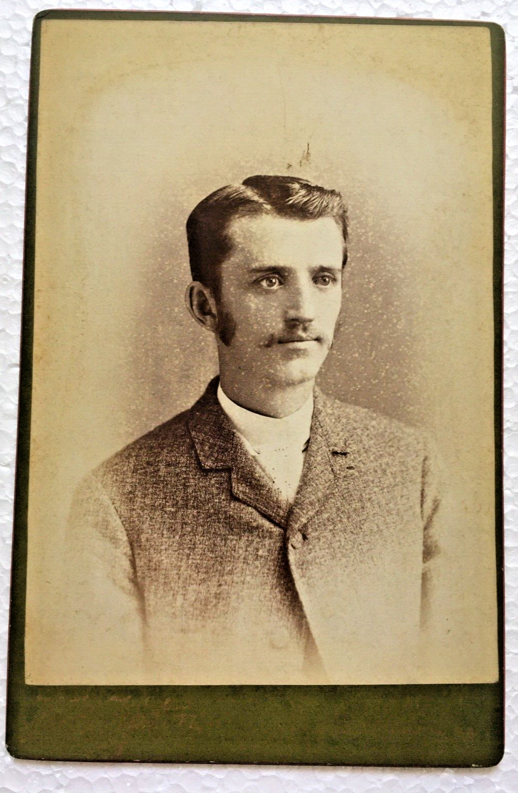 Antique Cabinet Card Photo ID'd George Young Gettysburg Pennsylvania PA Mustache