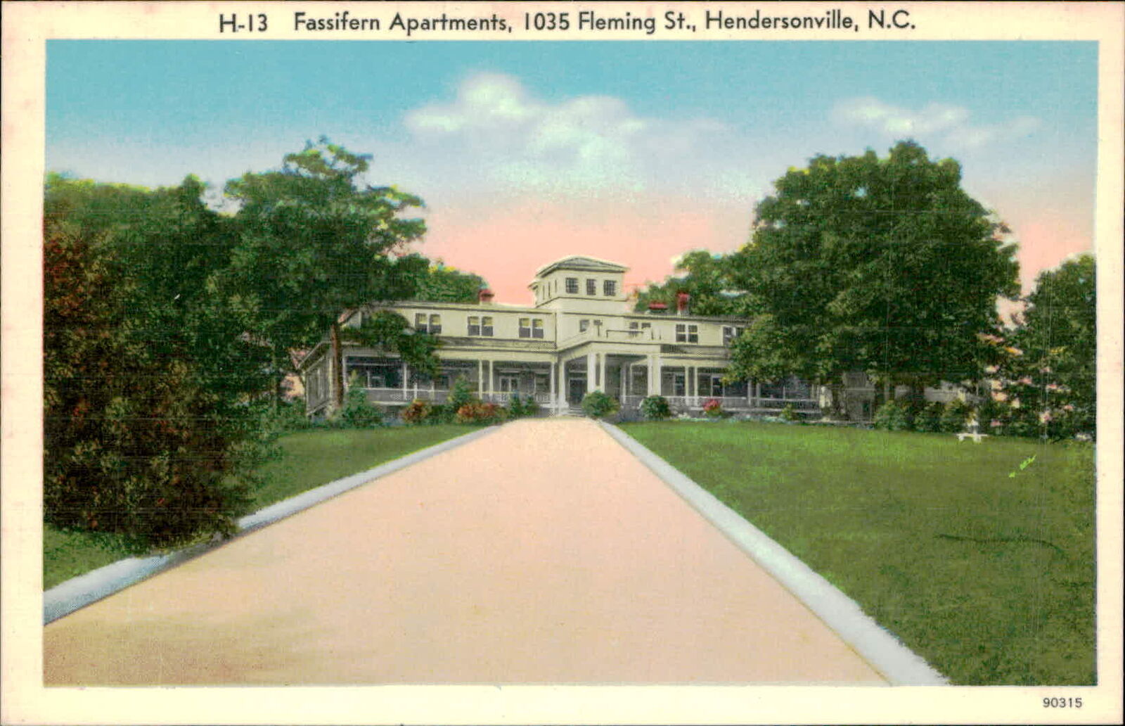 Postcard: H-13 Fassifern Apartments, 1035 Fleming St., Hendersonville,
