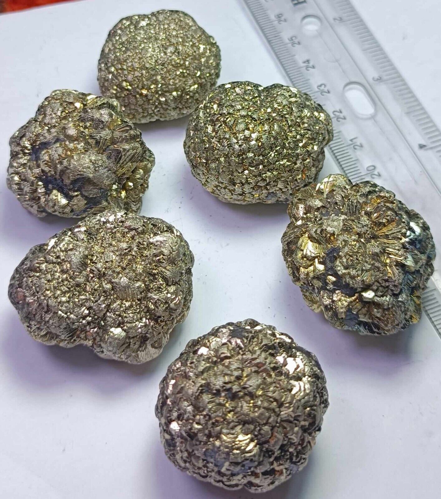 6-pcs Golden Pyrite After Marcasite Cluster Having Nice Formation #210g