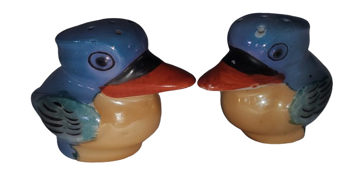 Vintage Salt And Pepper Shakers Pair of Birds Blue  Occupied Japan HTF RARE