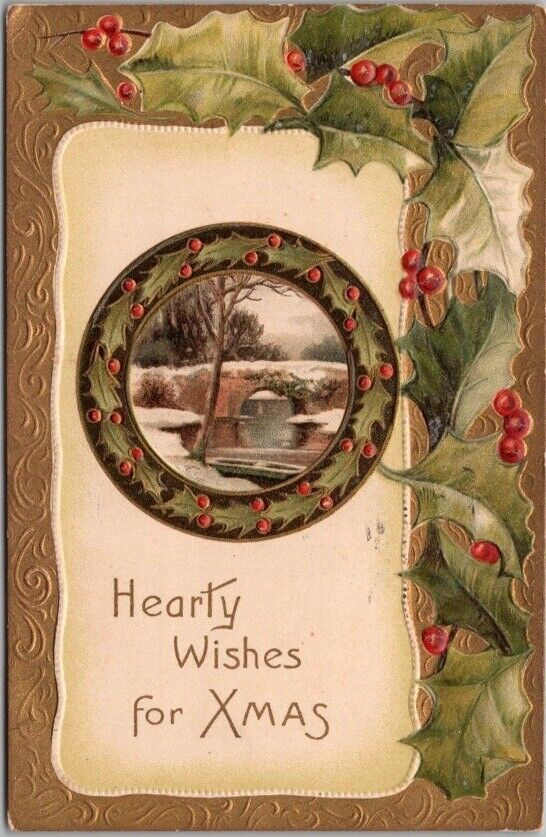 Vintage 1910 CHRISTMAS Embossed Postcard \